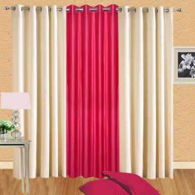 

Excel Bazaar 275 cm (9 ft) Polyester Long Door Curtain (Pack Of 3)(Solid, Cream, Magenta)