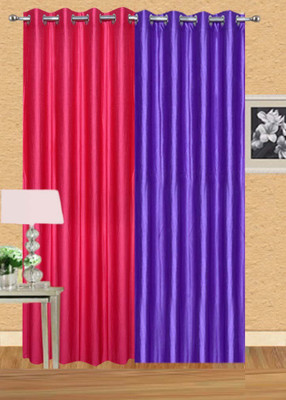 

Stella Creations 274 cm (9 ft) Polyester Long Door Curtain (Pack Of 2)(Solid, Pink, Blue), Blue;pink