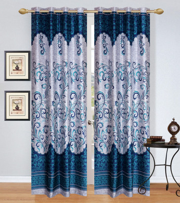 

Rj Products 210 cm (7 ft) Polycotton Door Curtain (Pack Of 2)(Printed, Aqua)