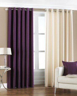 Homefab India 152.5 cm (5 ft) Polyester Room Darkening Window Curtain (Pack Of 2)(Solid, Multicolor)