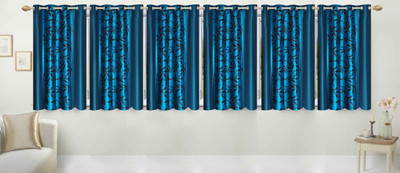 

Ville Style 153 cm (5 ft) Polyester Window Curtain (Pack Of 6)(Floral, Aqua)