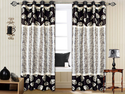 

STRINGS 152 cm (5 ft) Jacquard Window & Door Curtain (Pack Of 2)(Floral, Multicolor)