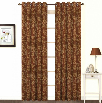 Skipper 153 cm (5 ft) Cotton Window Curtain Single Curtain(Motif, Brown)