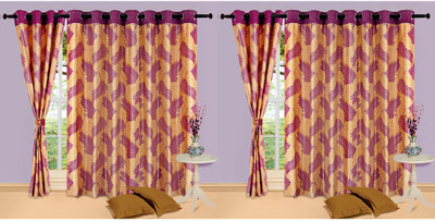 

Cortina 210 cm (7 ft) Polyester Door Curtain (Pack Of 4)(Floral, Purple)