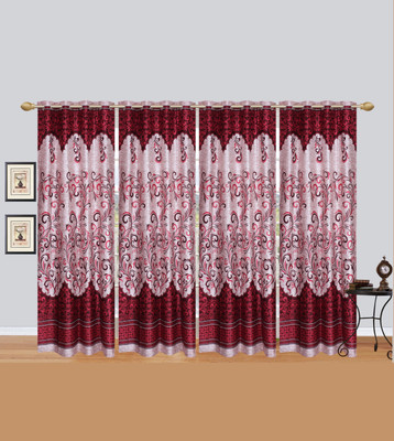 

Rj Products 210 cm (7 ft) Polycotton Door Curtain (Pack Of 4)(Printed, Maroon)