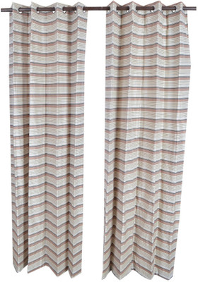 

MABA 215 cm (7 ft) Cotton Door Curtain (Pack Of 2)(Striped, Beige)