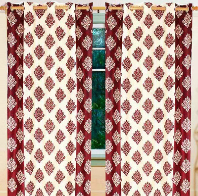 

Home Candy 212 cm (7 ft) Polyester Door Curtain (Pack Of 2)(Striped, Maroon)