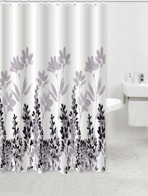 

Skipper Furnishings 198 cm (6 ft) PVC Shower Curtain Single Curtain(Floral, Black,White)