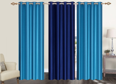 

Furnishing Zone 213 cm (7 ft) Polyester Door Curtain (Pack Of 3)(Plain, Blue)