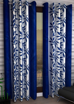 

Italian Fab 213 cm (7 ft) Polyester Door Curtain (Pack Of 2)(Printed, Blue)