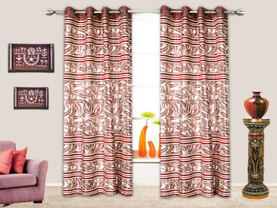 

STRINGS 152 cm (5 ft) Jacquard Window & Door Curtain (Pack Of 2)(Floral, Multicolor)