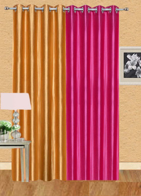

Ville Style 275 cm (9 ft) Polyester Long Door Curtain (Pack Of 2)(Solid, Gold, Pink)