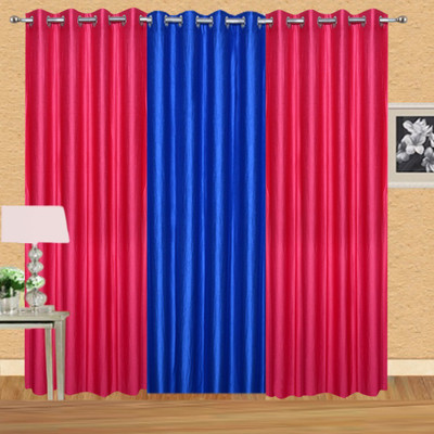 

Ville Style 275 cm (9 ft) Polyester Long Door Curtain (Pack Of 3)(Solid, Pink, Blue), Blue;pink