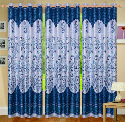 

Countingbeds 213 cm (7 ft) Polyester Door Curtain (Pack Of 3)(Printed, Blue)