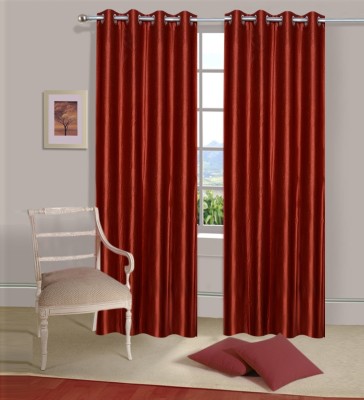 EXCEL BAZAAR 275 cm (9 ft) Polyester Long Door Curtain (Pack Of 2)(Solid, Rust)