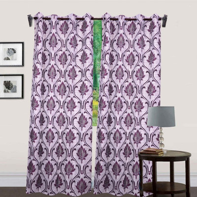 

JT International 213.36 cm (7 ft) Polyester Door Curtain (Pack Of 2)(Floral, Maroon)