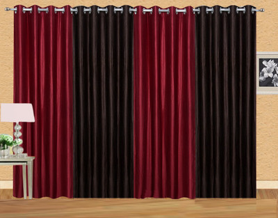 

Ville Style 153 cm (5 ft) Polyester Window Curtain (Pack Of 4)(Solid, Maroon, Brown), Brown;maroon