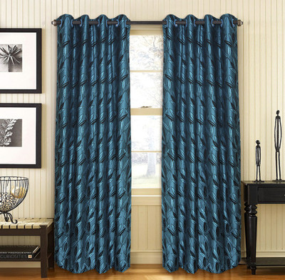 

Home Candy 212 cm (7 ft) Jacquard Door Curtain (Pack Of 2)(Floral, Blue)