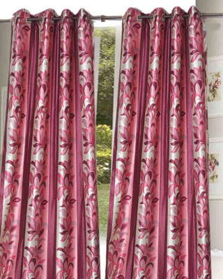 40% OFF on Madhav product 212 cm (18 ft) Polyester Door Curtain (Pack Of 2)(Floral, Pink)