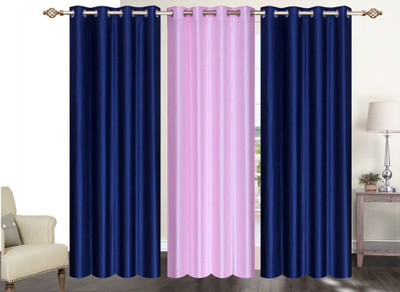

Furnishing Zone 274 cm (9 ft) Polyester Long Door Curtain (Pack Of 3)(Plain, Blue, Pink)