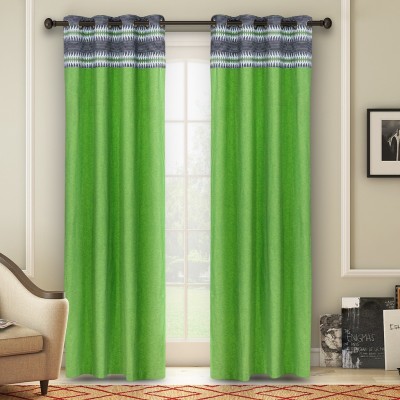 Soumya Furnishings 274 cm (9 ft) Cotton Long Door Curtain Single Curtain(Solid, Green, Black)