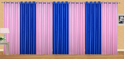 

Ville Style 153 cm (5 ft) Polyester Window Curtain (Pack Of 7)(Solid, Pink, Blue), Blue;pink