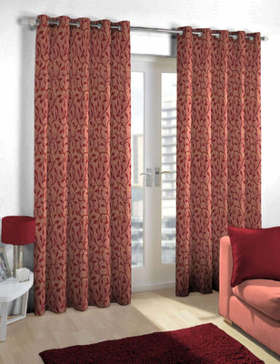 

Skipper 275 cm (9 ft) Blends Long Door Curtain Single Curtain(Floral, Maroon)