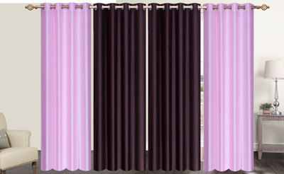 

Furnishing Zone 152 cm (5 ft) Polyester Window Curtain (Pack Of 4)(Plain, Pink, Brown), Brown;pink