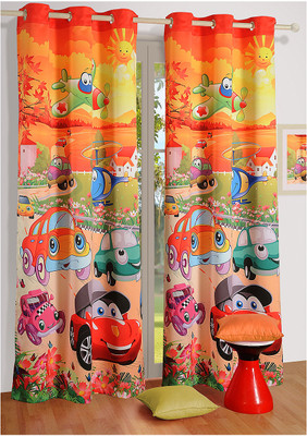 20% OFF on Swayam Silk Door Curtain 228.6 cm (8 ft) Single Curtain(Cartoon Orange, Beige)