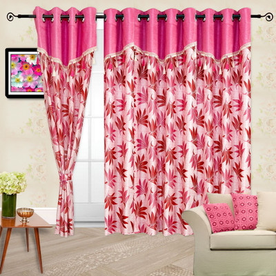

Cortina 210 cm (7 ft) Polyester Door Curtain Single Curtain(Geometric, Pink)