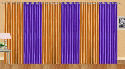 

Ville Style 275 cm (9 ft) Polyester Long Door Curtain (Pack Of 6)(Solid, Gold, Purple)