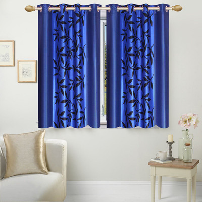

Excel Bazaar 153 cm (5 ft) Polyester Window Curtain (Pack Of 2)(Floral, Blue)