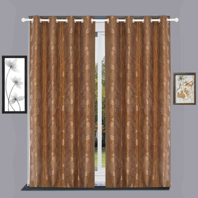 

BE 152 cm (5 ft) Jacquard Window Curtain (Pack Of 2)(Floral, White)