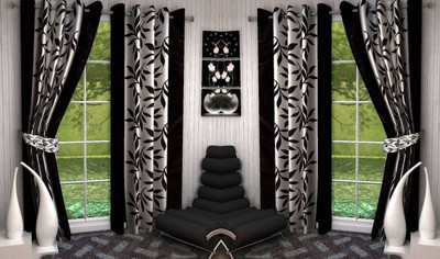 

Wonder Fab 213.36 cm (7 ft) Polyester Door Curtain (Pack Of 4)(Printed, Black)
