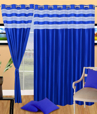 

deepanshi handloom 152 cm (5 ft) Polyester Window Curtain (Pack Of 2)(Plain, Blue)