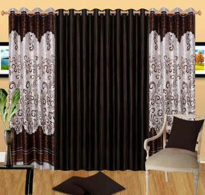 

Countingbeds 213 cm (7 ft) Polyester Door Curtain (Pack Of 4)(Printed, Brown)
