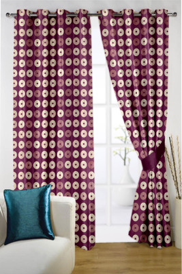 

Threadmix 213 cm (7 ft) Polycotton Window & Door Curtain Single Curtain(Geometric, Purple)