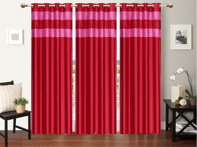 

Furnishing Zone 152 cm (5 ft) Polyester Window Curtain (Pack Of 3)(Plain, Red)