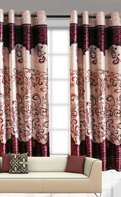

India Furnish 210 cm (7 ft) Polyester Door Curtain (Pack Of 2)(Printed, Wine)