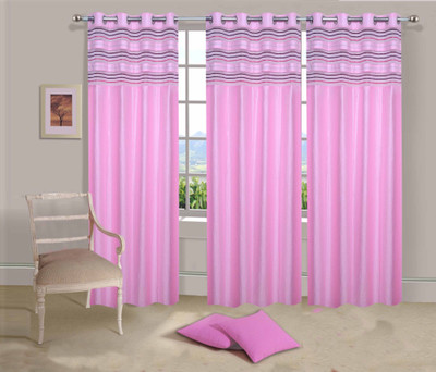 

Ville Style 214 cm (7 ft) Polyester Door Curtain (Pack Of 3)(Solid, Baby Pink)