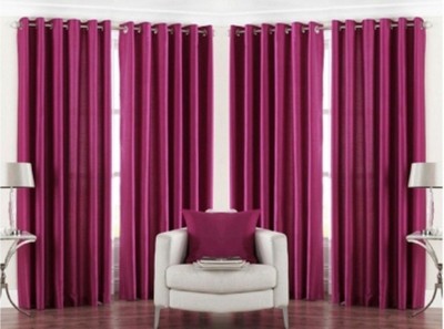 Decor World 273 cm (9 ft) Polyester Long Door Curtain (Pack Of 4)(Solid, Pink)