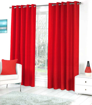 

Livingcreation 274.32 cm (9 ft) Polyester Long Door Curtain (Pack Of 2)(Plain, Red)