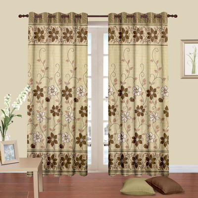 

Cortina 210 cm (7 ft) Polyester Door Curtain (Pack Of 2)(Floral, Brown)