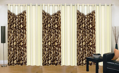

Stella Creations 214 cm (7 ft) Polyester Door Curtain (Pack Of 6)(Printed, Brown, Beige), Beige;brown