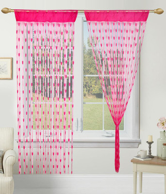 

PHF 213 cm (7 ft) Tissue Door Curtain (Pack Of 2)(Striped, Pink)