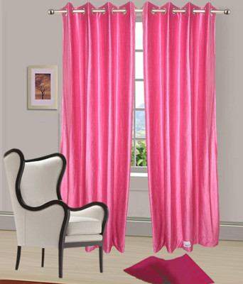 

SLV Home Decor 213.36 cm (7 ft) Polyester Door Curtain (Pack Of 2)(Plain, Pink)