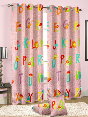 

Cortina 270 cm (9 ft) Polyester Long Door Curtain Single Curtain(Abstract, Pink)