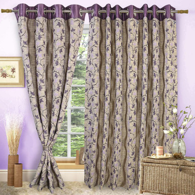 

Vorhang 270 cm (9 ft) Jacquard Long Door Curtain Single Curtain(Floral, Purple)