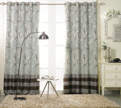 

KC HOME 213 cm (7 ft) Polycotton Door Curtain Single Curtain(Floral, Blue, Brown)