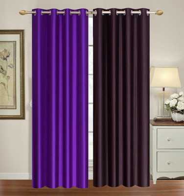 

Furnishing Zone 152 cm (5 ft) Polyester Window Curtain (Pack Of 2)(Plain, Purple, Brown), Brown;purple